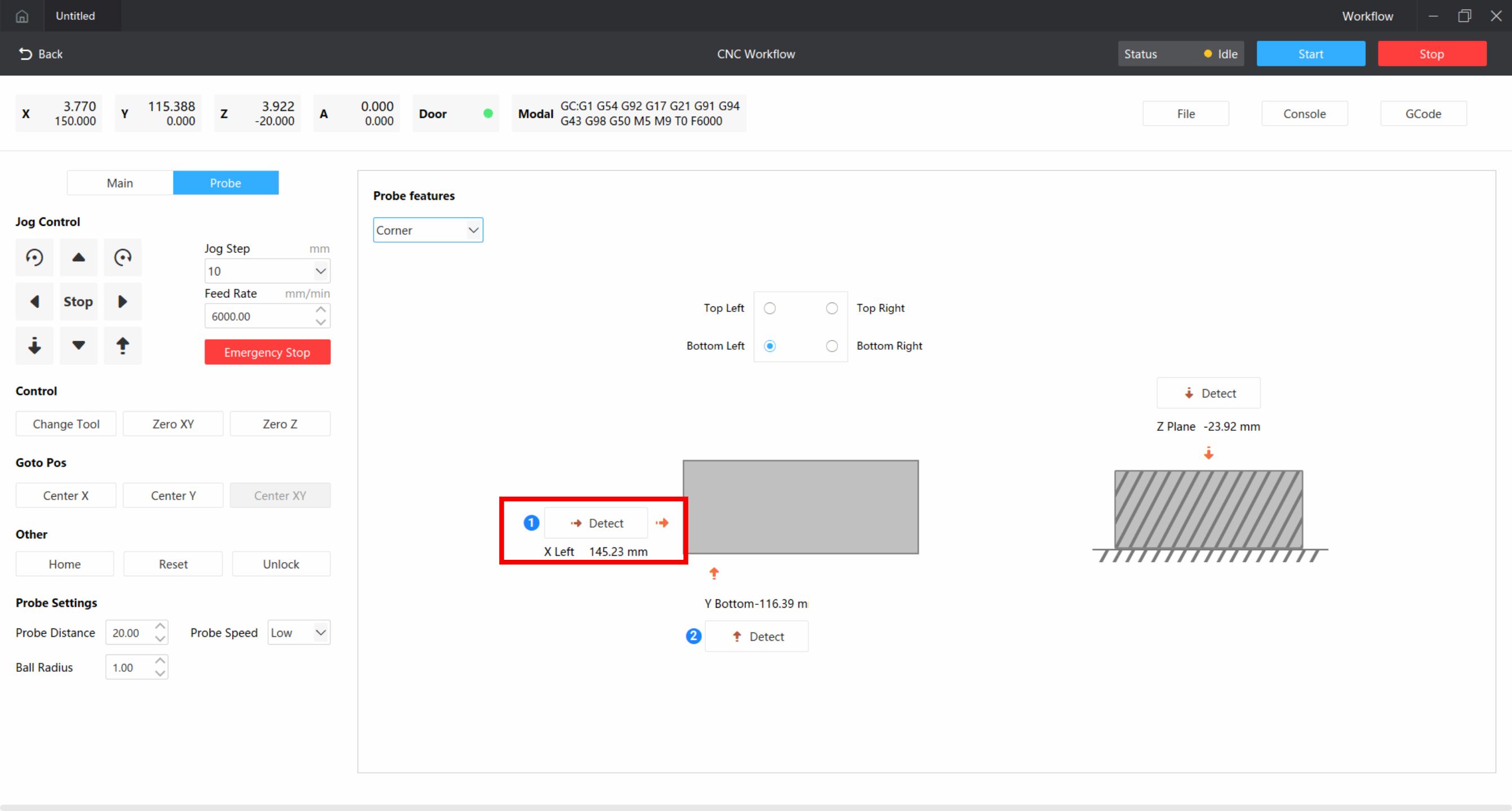 X-axis Detection Screenshot