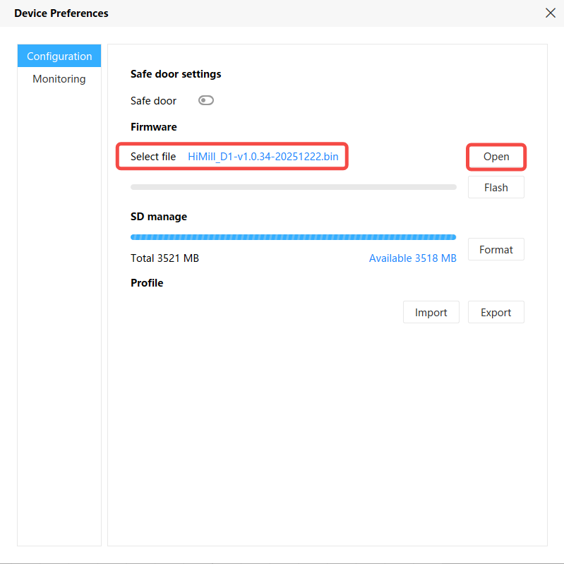 Select Firmware File