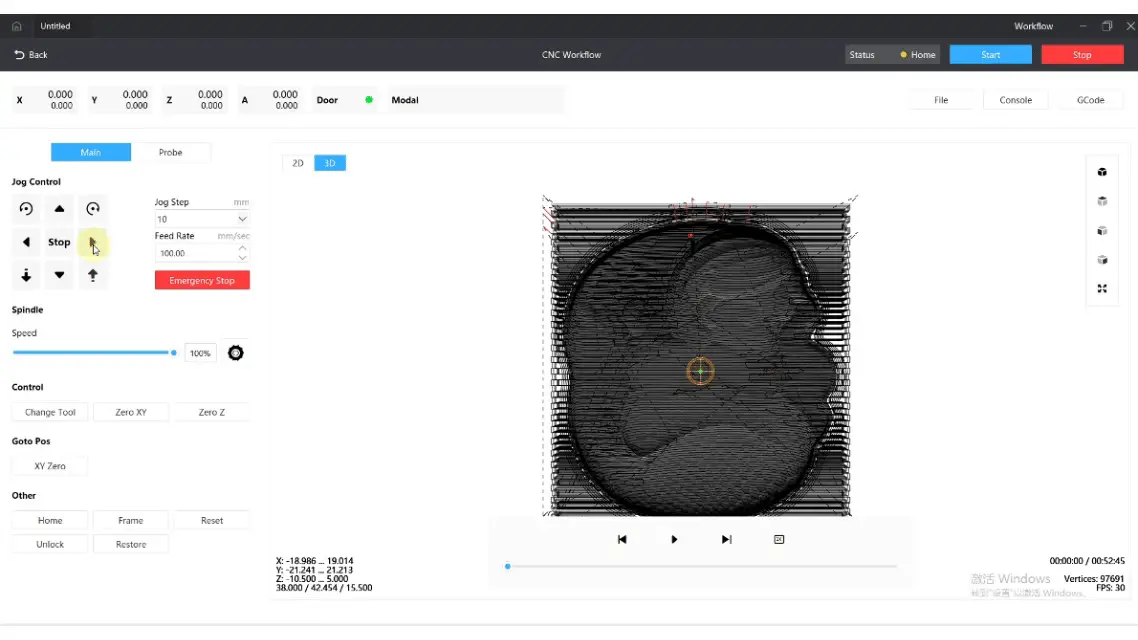 Spindle moving right