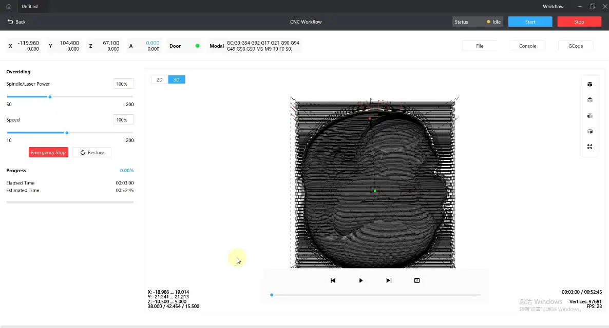 Override Function, Change Spindle Speed and Feed Rate